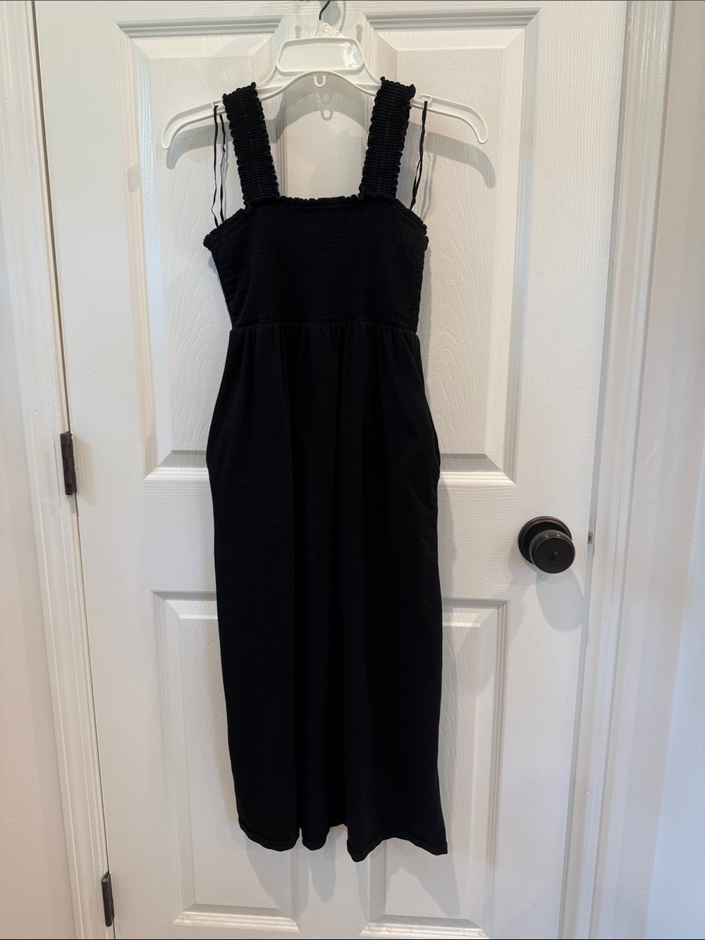 Old Navy Black Smocked Strap Midi Dress